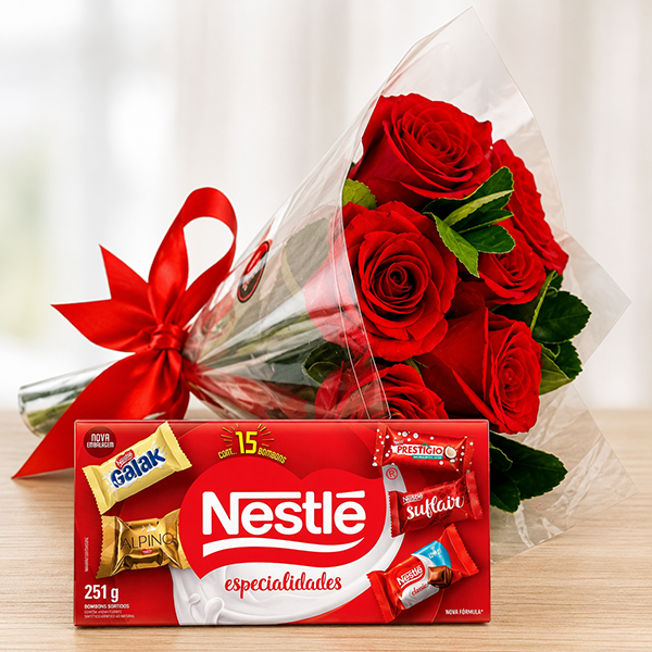 Rosas Colombianas com Bombons Sortidos 