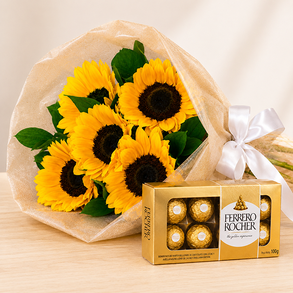 Buqu� de Girassol com Ferrero