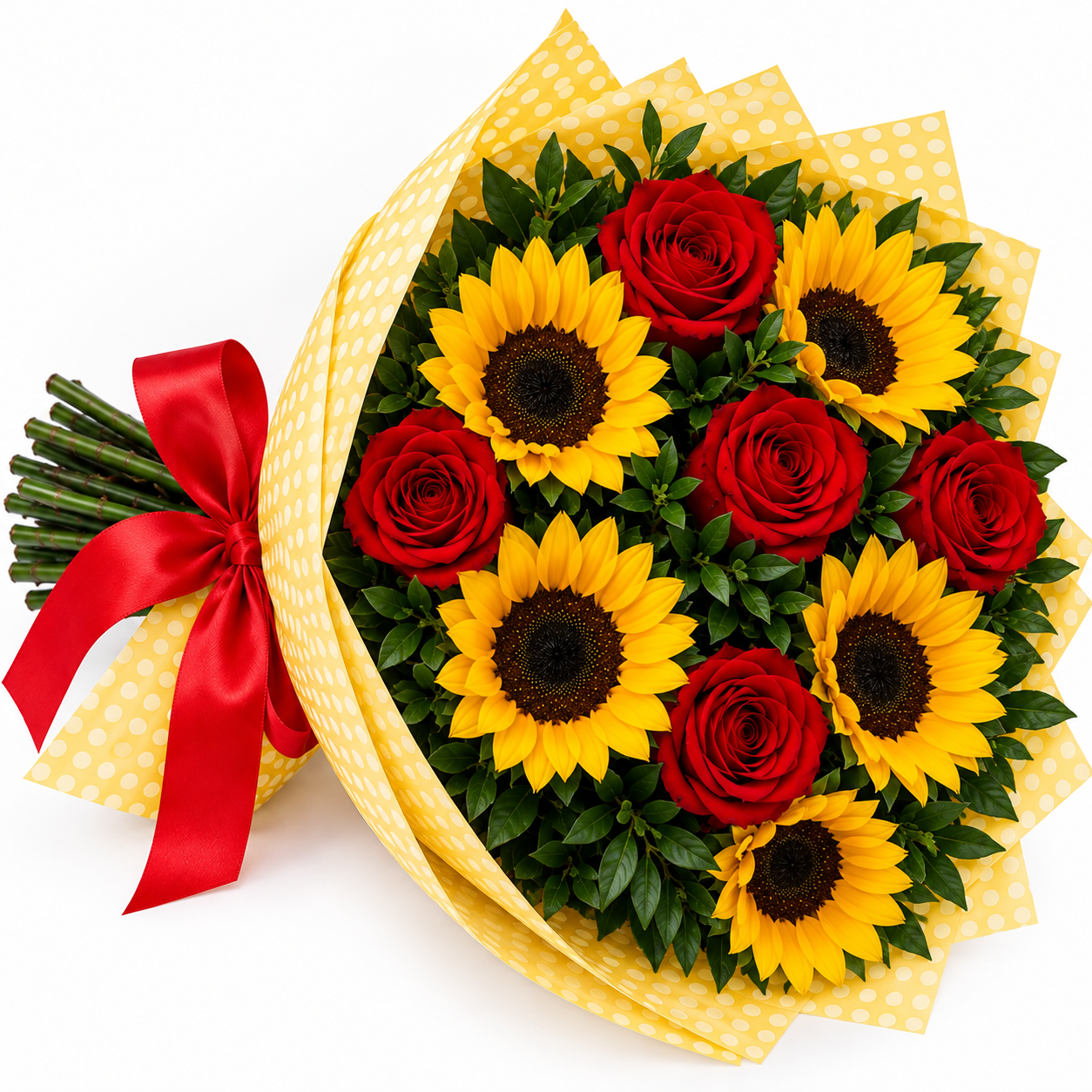 Buqu� de Rosas Vermelhas e Girass�is
