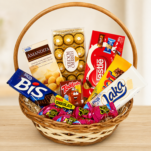 Cestas com chocolate